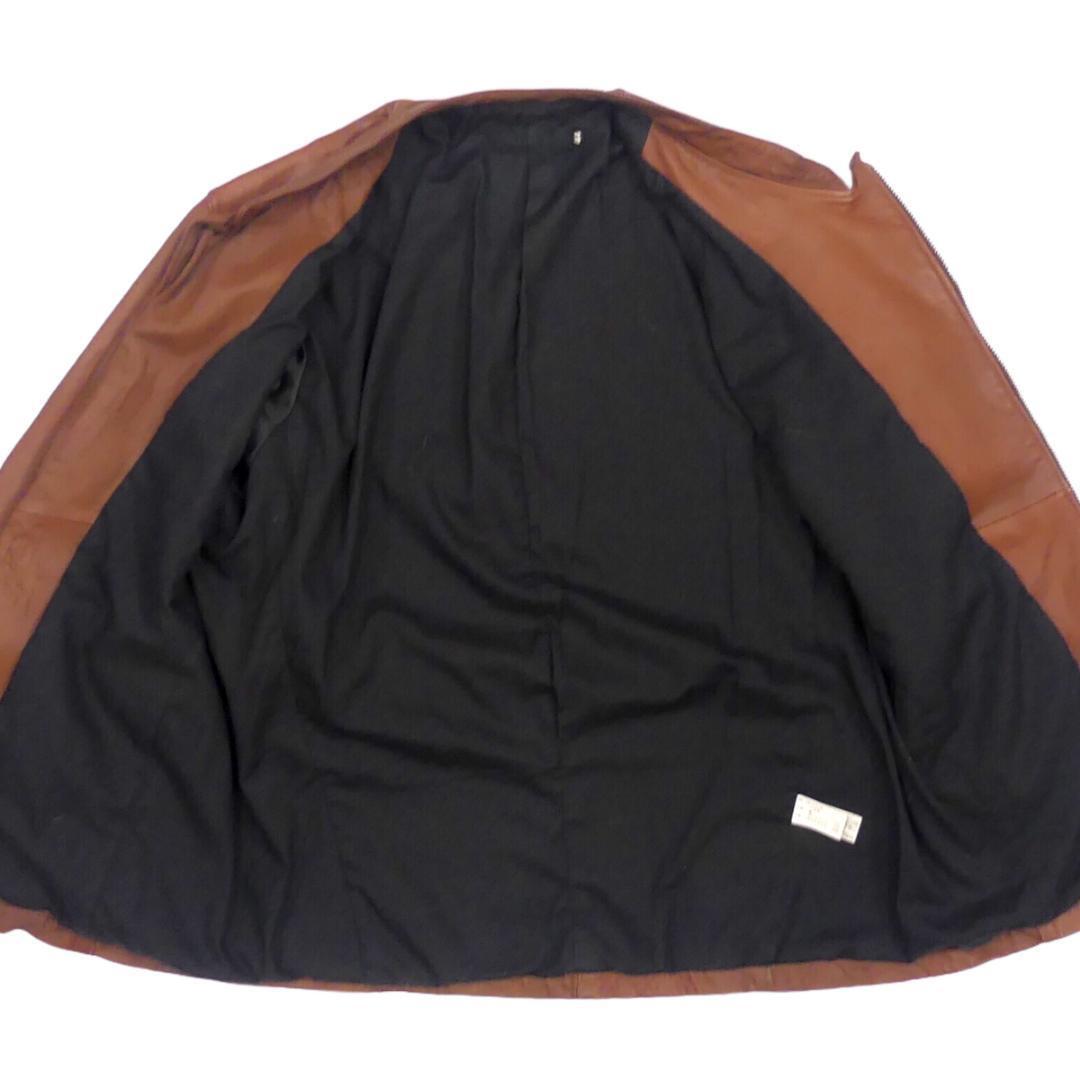 即決★And A★メンズS レザーライダースジャケット アンドエー 茶 本革 シングル 本皮 パンクロック ライディング ツーリング_画像4