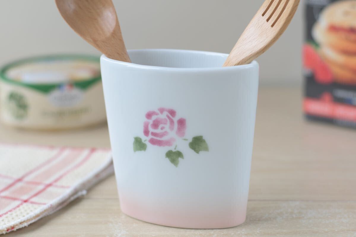 マニー ローズ　ツールスタンド　収納　陶器 花柄　日本製　新品