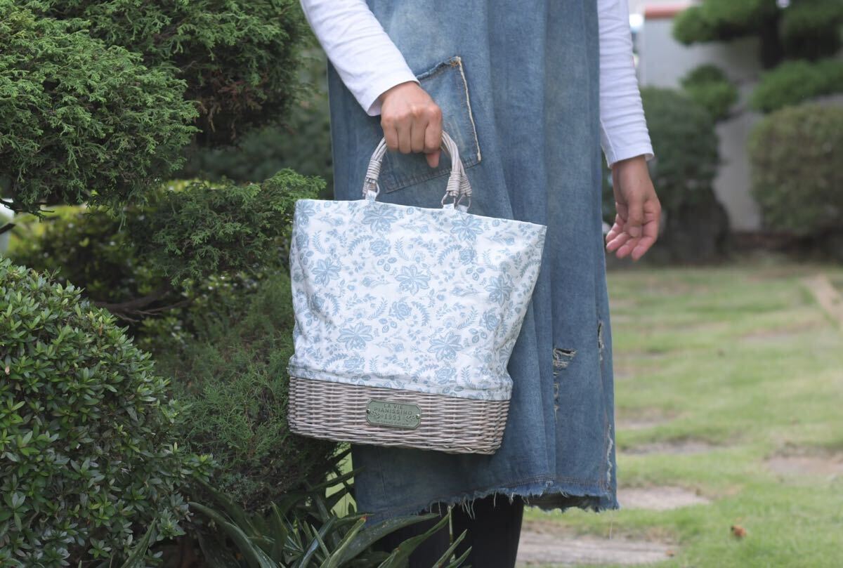 マニー　グランシュマン　バスケットバッグ　籠バッグ　アンティーク調　オーバル　ボタニカル　新品_画像4