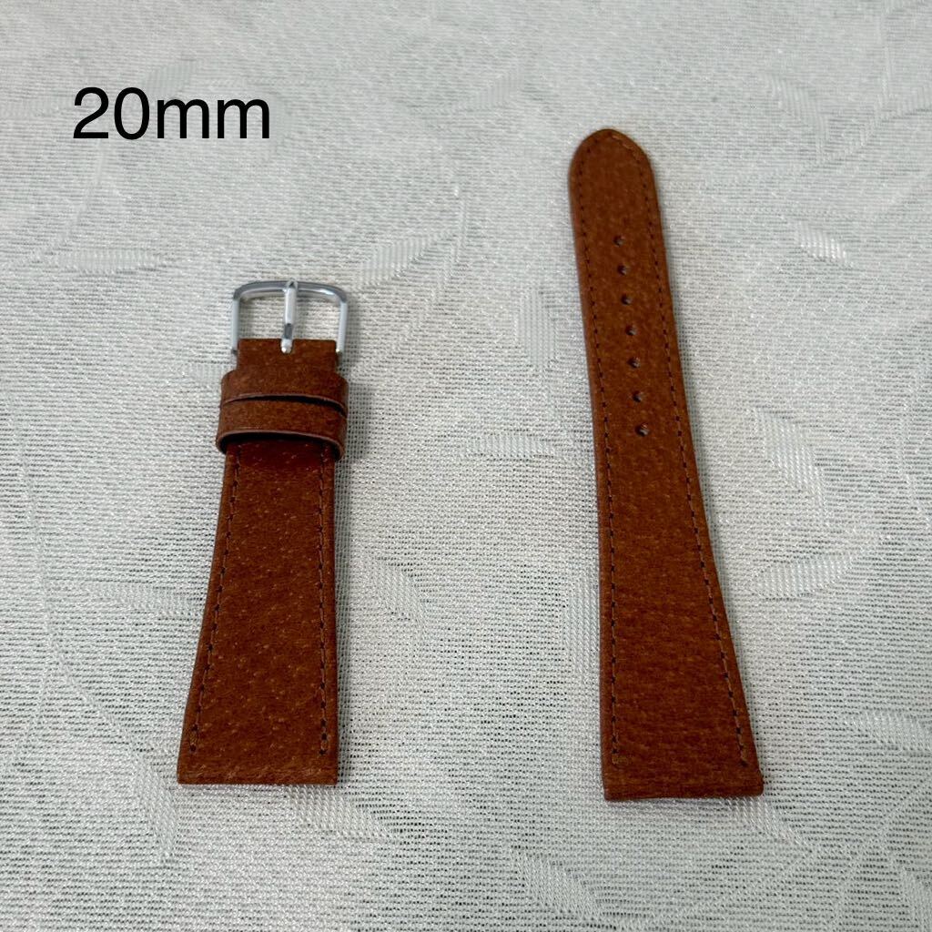 時計ベルト TOPMOA トップモア ピッグスキン ベルト 20mm レザーベルト 替ベルト 交換ベルト ブラウン