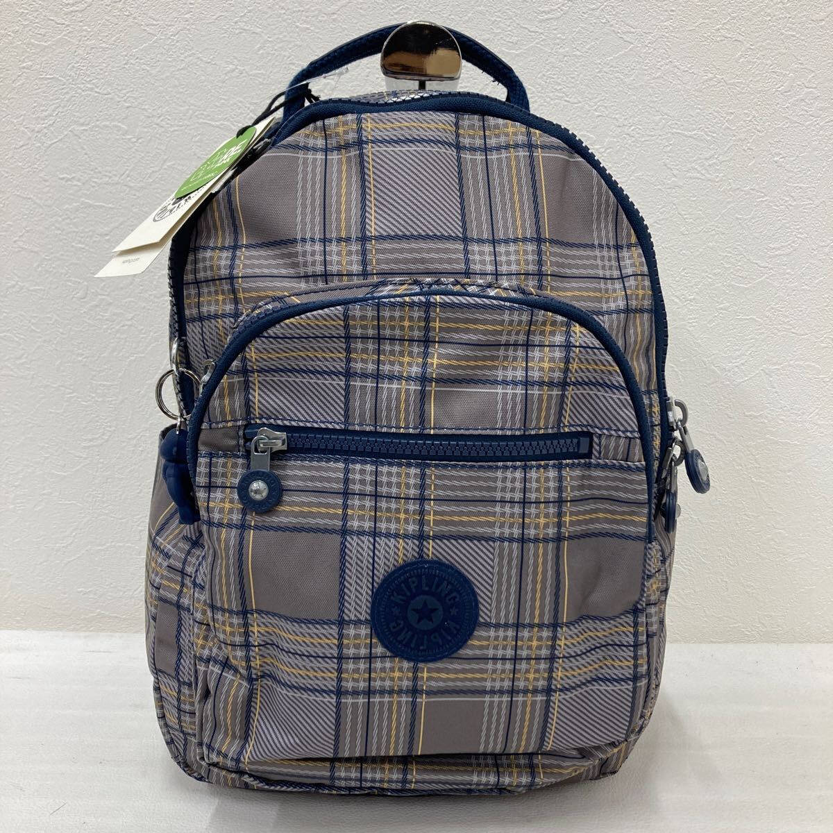 □5573　Kipling キプリング 　美品　日本限定　リュックサック　ユニセックス　バッグパック　チェック柄　ナイロン
