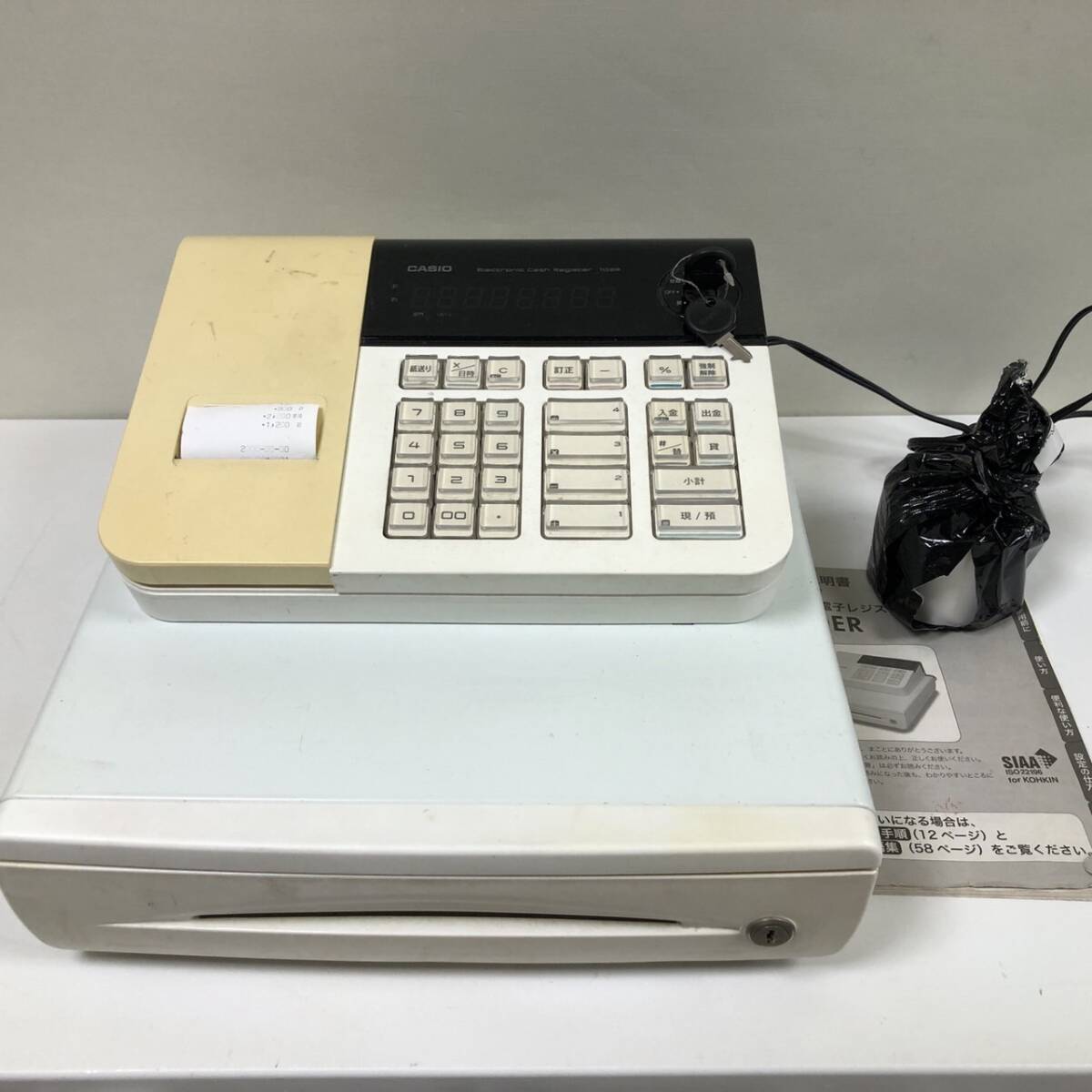 ★ジャンク品★CASIO カシオ電子レジスター 110ER CASIO カシオ】電子レジスター 110ER 中古 稼働品 取説 ロール紙