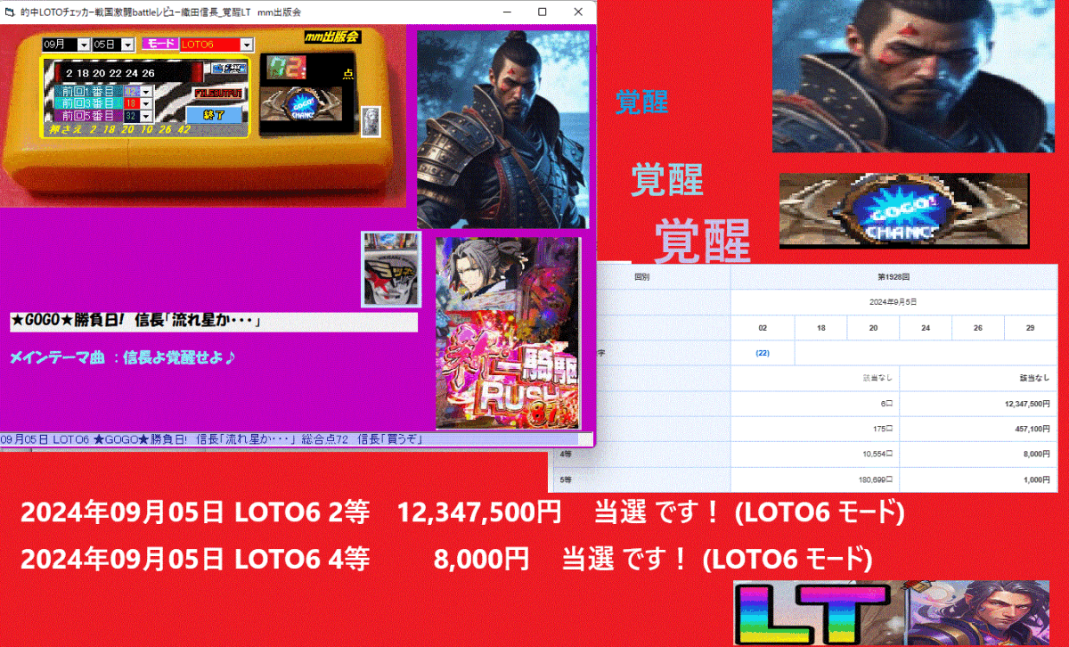 新作 [的中LOTOチェッカー戦国激闘battleレビュー織田信長_覚醒LT] ロト予想ソフト 時間サービス