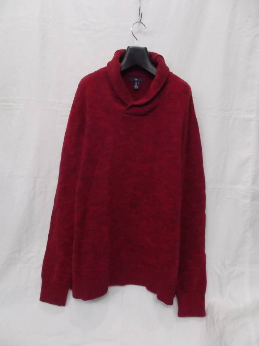 ▼Gap/ギャップ▼ショールカラープルオーバーコットンニット/XL/ヘザーレッド