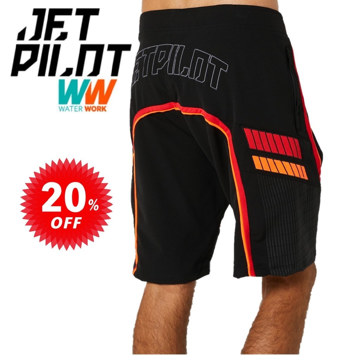 ジェットパイロット JETPILOT セール 20%オフ 送料無料 フル プロ 3.0 メンズ ボードショーツ S22902 ブラック/レッド 42 海パン