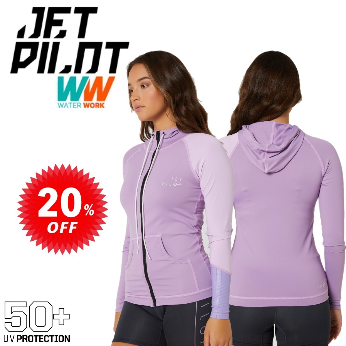 ジェットパイロット JETPILOT ラッシュガード セール 20%オフ コーズ L/S フーデッド ラッシー S22513 パープル 12/L_画像1