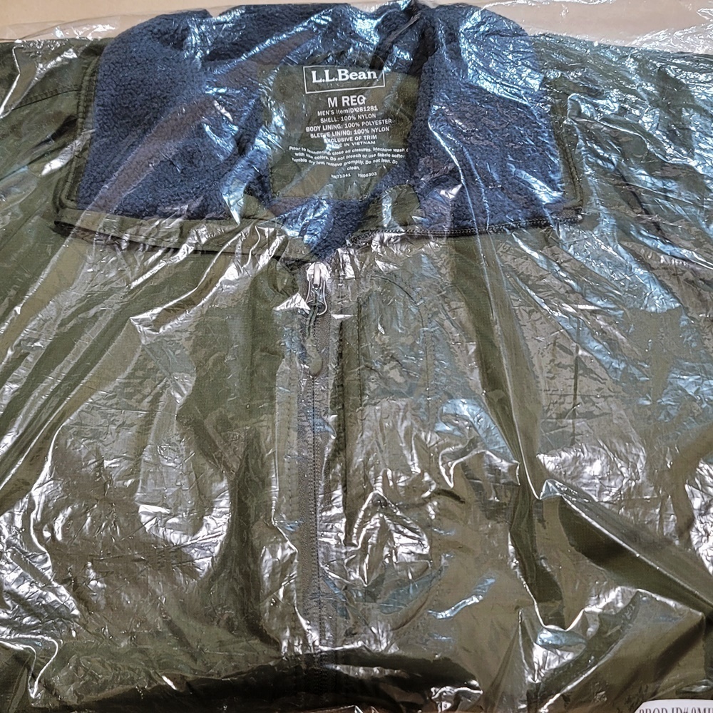 玄関先迄納品 未開封 WB223 L.L.Bean ●80 オリーブ 日本Lサイズ Mサイズ ジャケット フルジップ ナイロン 裏フリース エルエルビーン 男性用