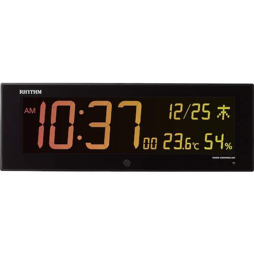 リズム(RHYTHM) 大型 掛け時計 電波時計 デジタル カラー グラデーション LED 365色 表示 黒 Iror