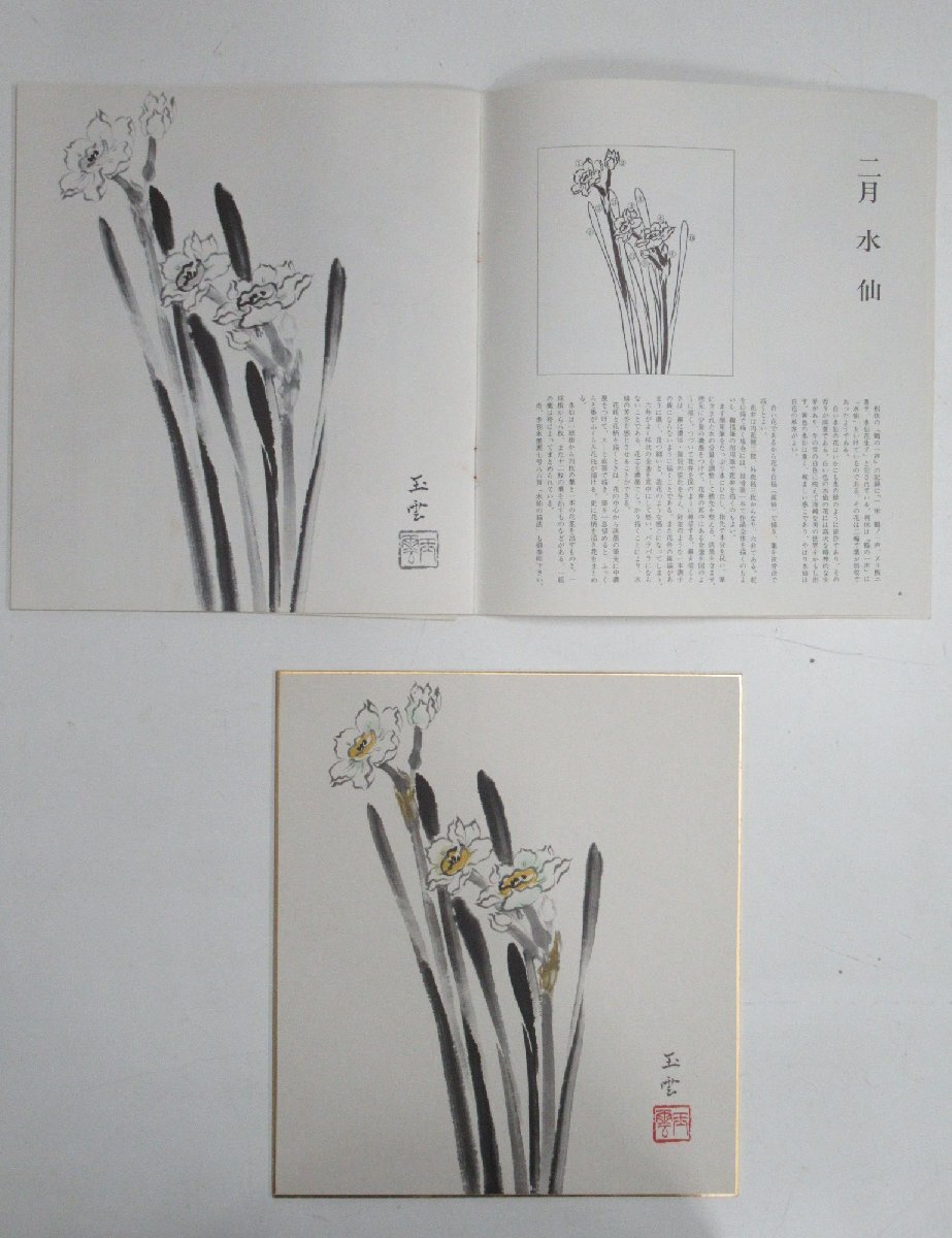 G801◇昭和54年 山田玉雲 色紙 水墨画 花の十二ヶ月 5月欠品 G801◇昭和54年 山田玉雲 色紙 水墨画 花の十二ヶ月 5月欠品