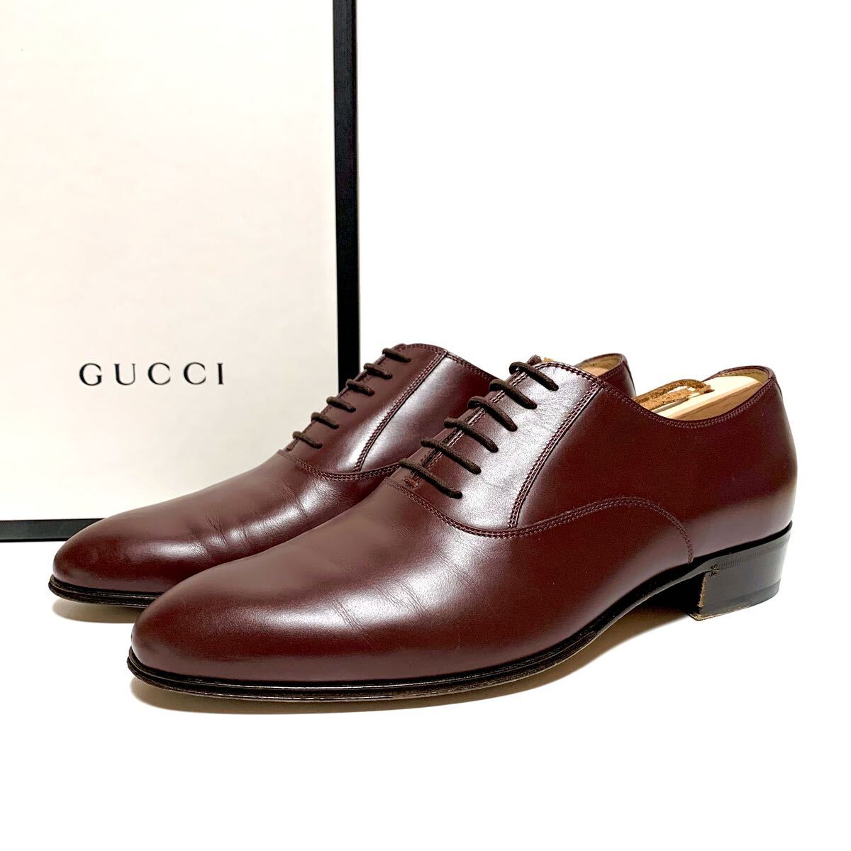 良品 GUCCI グッチ 内羽根 レザー オックスフォード シューズ 赤 良品 GUCCI グッチ 内羽根 レザー オックスフォード シューズ 赤