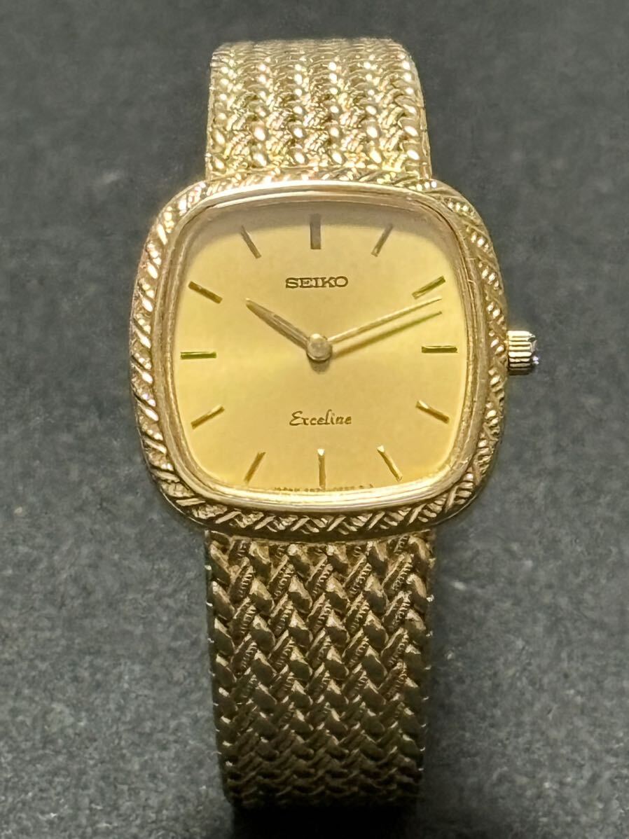 SEIKO EXCELINE 腕時計 ウォッチ クォーツ quartz ゴールド色 4N20-5160 セイコー ジャンク