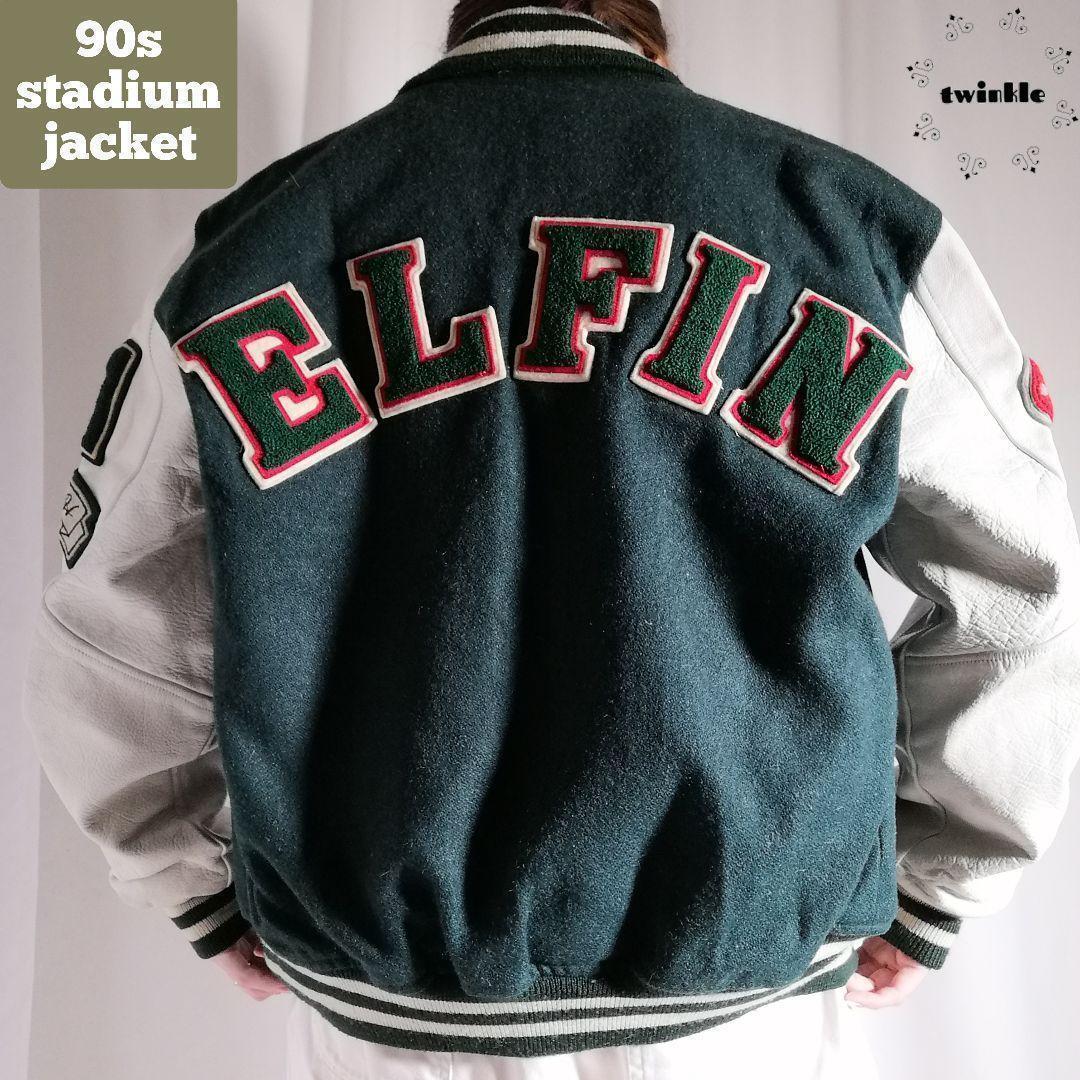 古着 日本製 90s 90年代 ヴィンテージ 袖レザー ウール 古着 日本製 90s 90年代 ヴィンテージ 袖レザー ウール