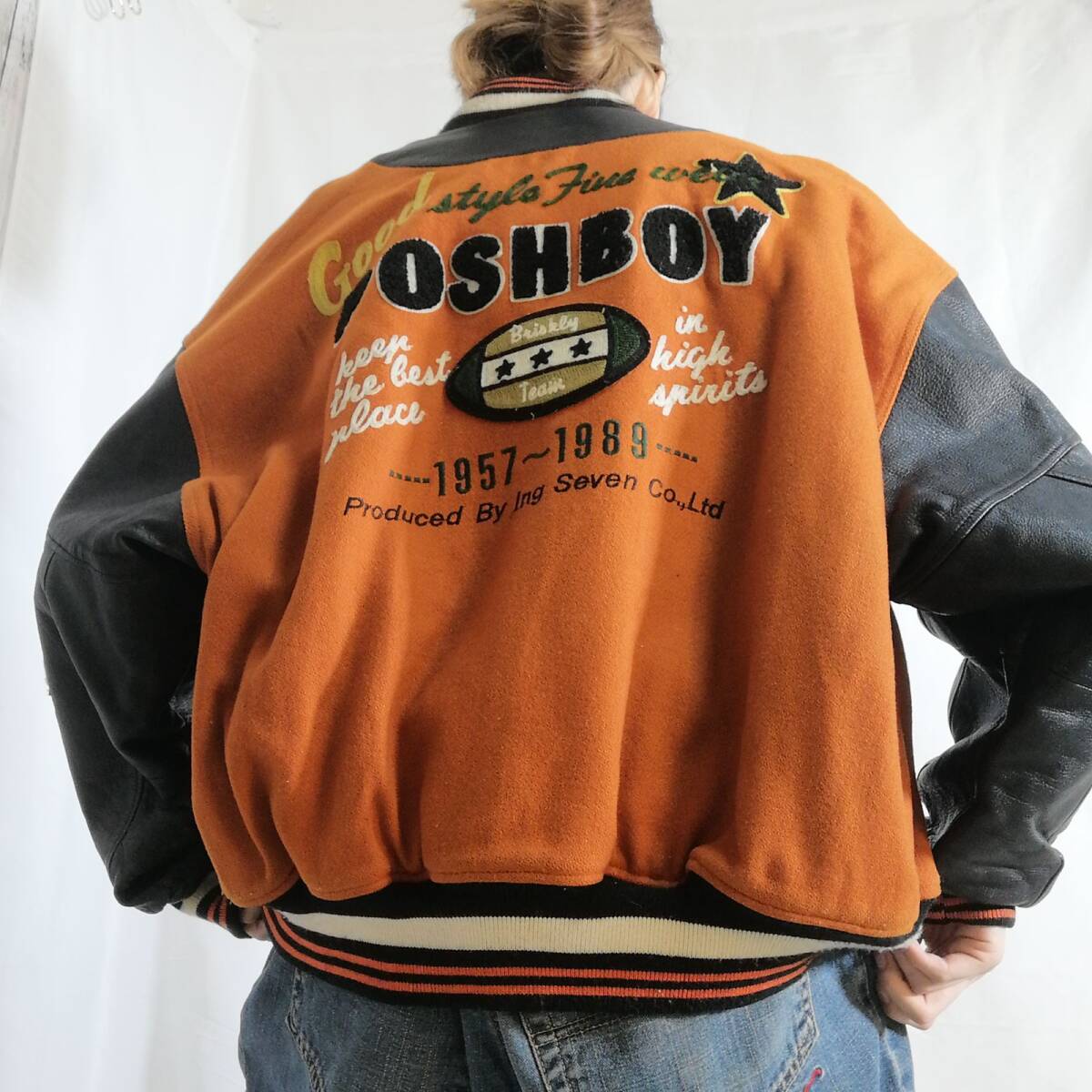古着 80s 90s POSH BOY 袖レザー ウールスタジャン アワード 古着 80s 90s POSH BOY 袖レザー ウールスタジャン アワード
