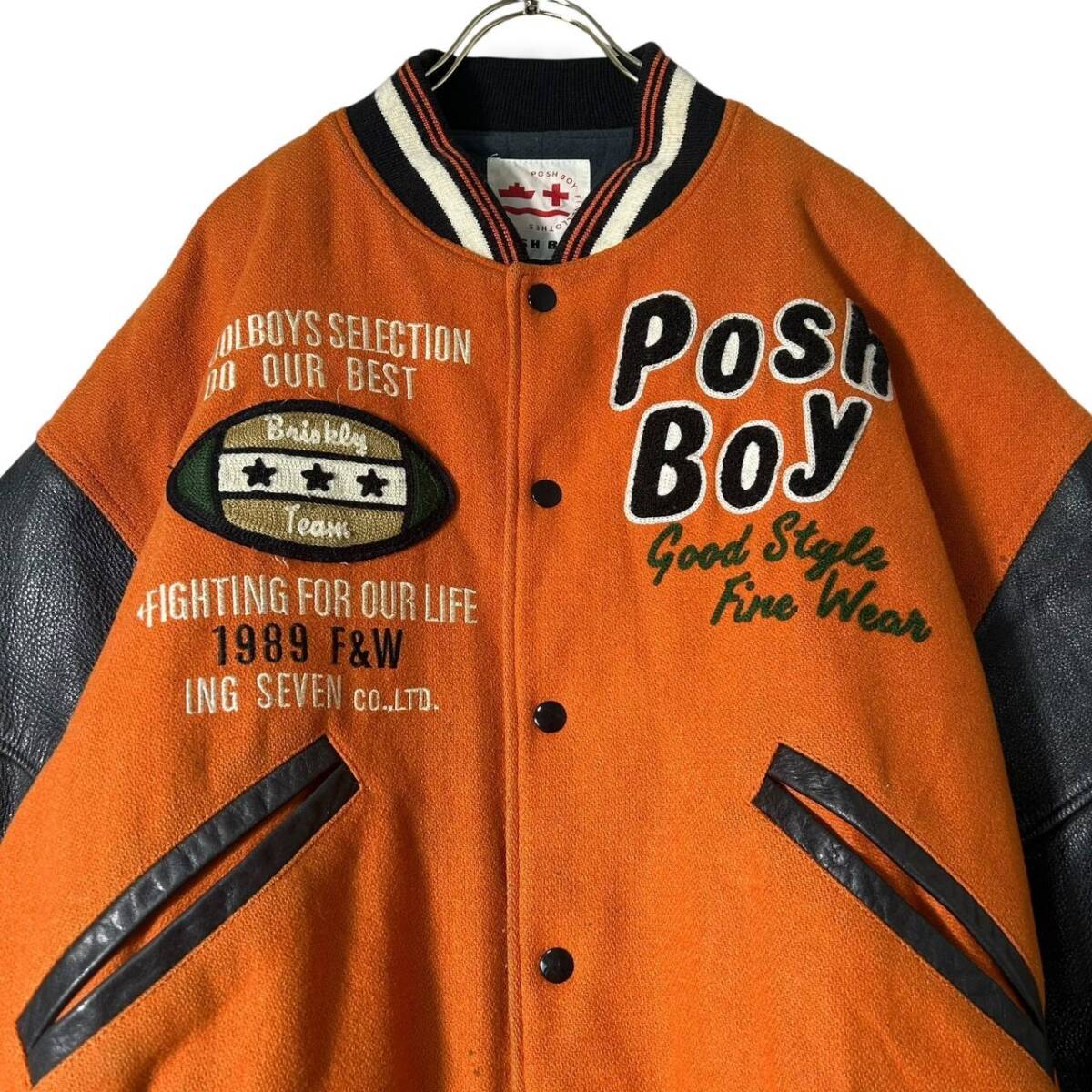 古着 80s 90s POSH BOY 袖レザー ウールスタジャン アワード 古着 80s 90s POSH BOY 袖レザー ウールスタジャン アワード