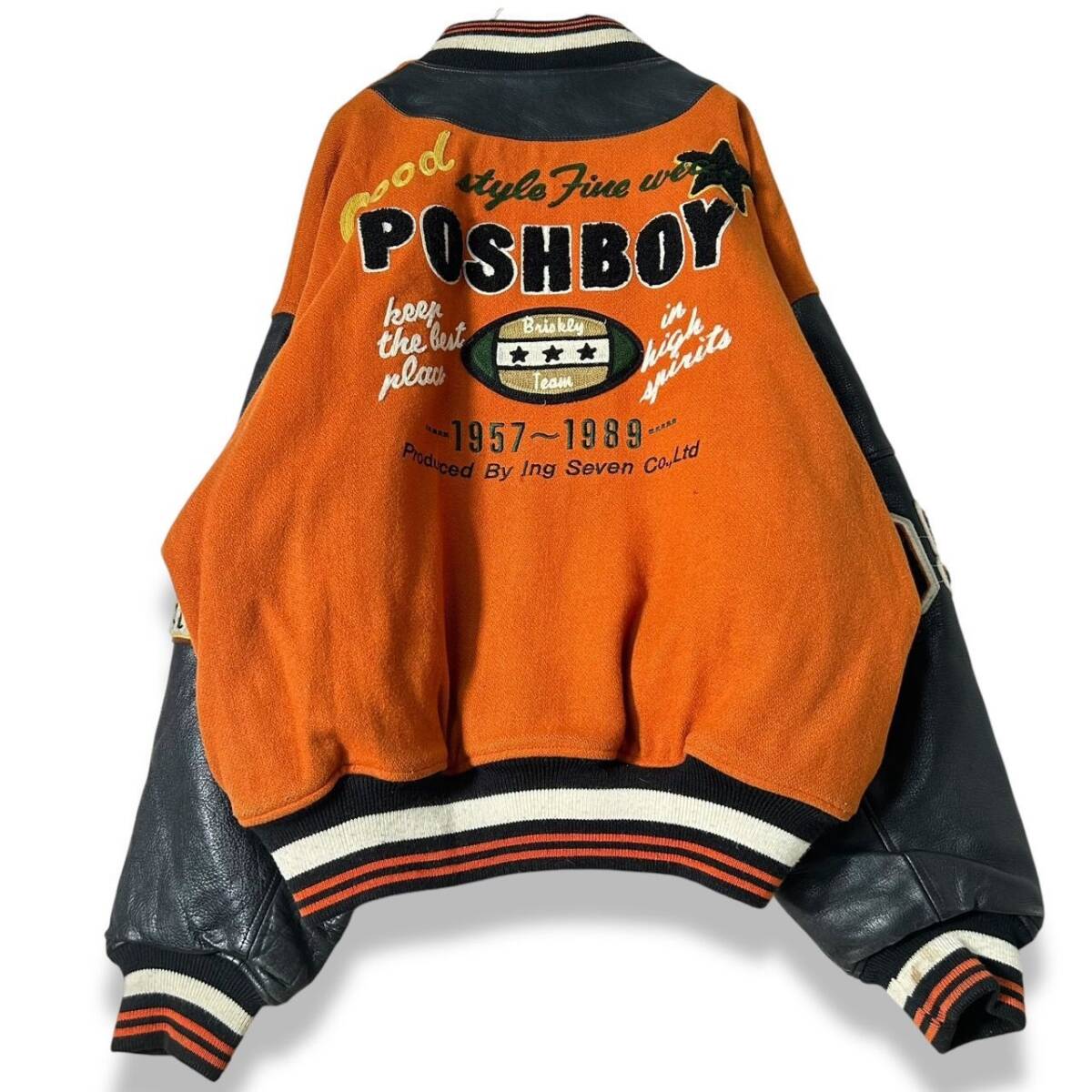 古着 80s 90s POSH BOY 袖レザー ウールスタジャン アワード 古着 80s 90s POSH BOY 袖レザー ウールスタジャン アワード