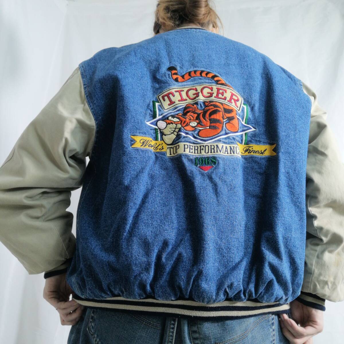 古着 90年代 Disney ディズニー デニムスタジャン バーシティー 古着 90年代 Disney ディズニー デニムスタジャン バーシティー