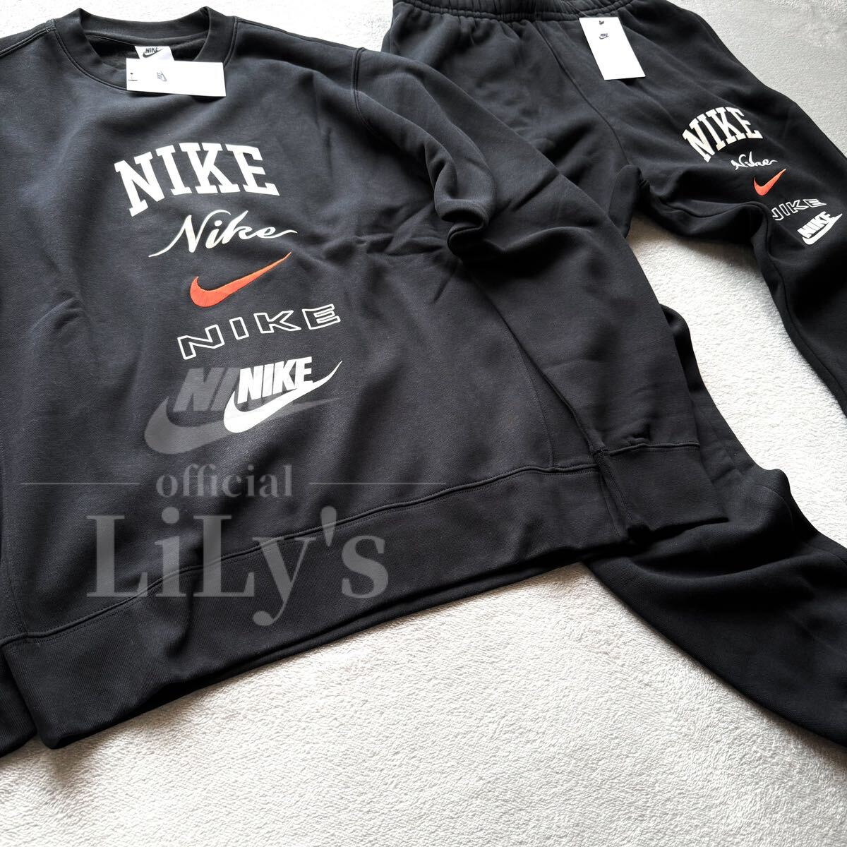 新品 NIKE上下セットアップ L ブラックオレンジ 黒 ナイキ 送料 新品 NIKE上下セットアップ L ブラックオレンジ 黒 ナイキ 送料