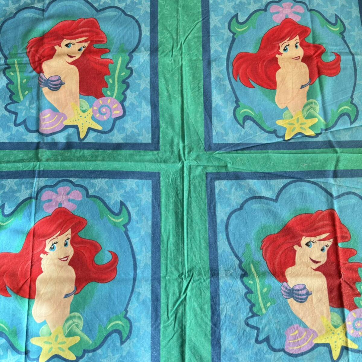 パネル生地 生地 リメイク Disney little Mermaid フラットシーツ ヴィンテージシーツ　ディズニー ビンテージ レア生地