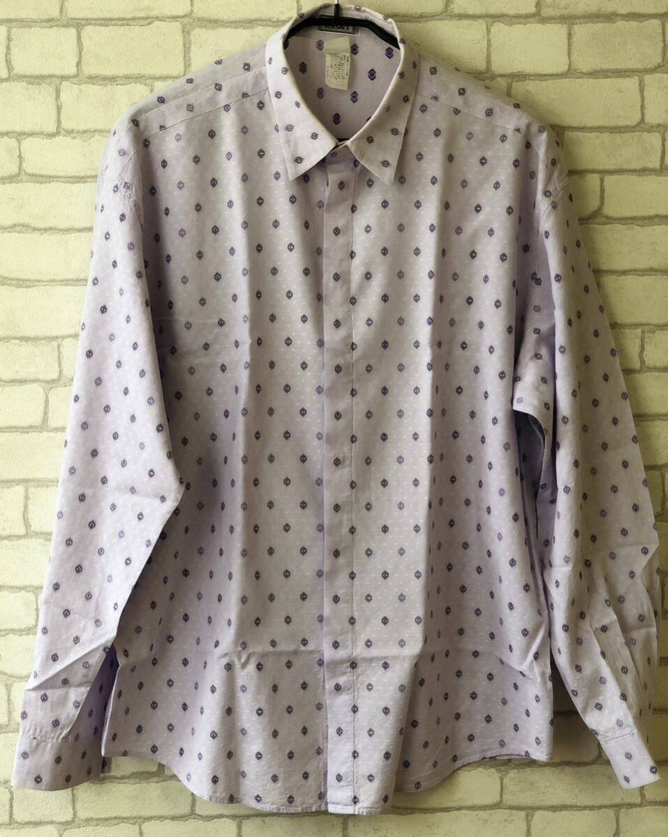 ［AHB］10-USED GIANNI VERSACE　ジャンニ?ヴェルサーチェ　ジャンニ?ヴェルサーチ　長(zhǎng)袖シャツ　紫色　柄　メンズ　サイズ：54