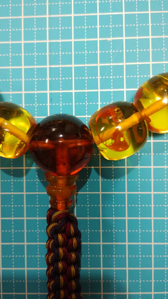 念珠 数珠 虫入り琥珀風念珠 葬儀 念珠 数珠 虫入り琥珀風念珠 葬儀