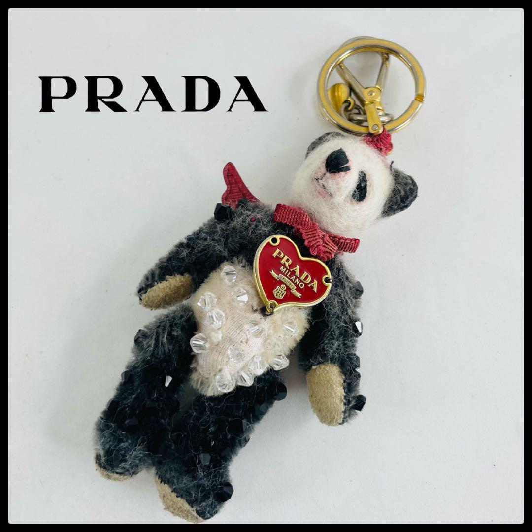 美品 PRADA プラダ パンダ チャーム キーホルダー ぬいぐるみ 美品 PRADA プラダ パンダ チャーム キーホルダー ぬいぐるみ