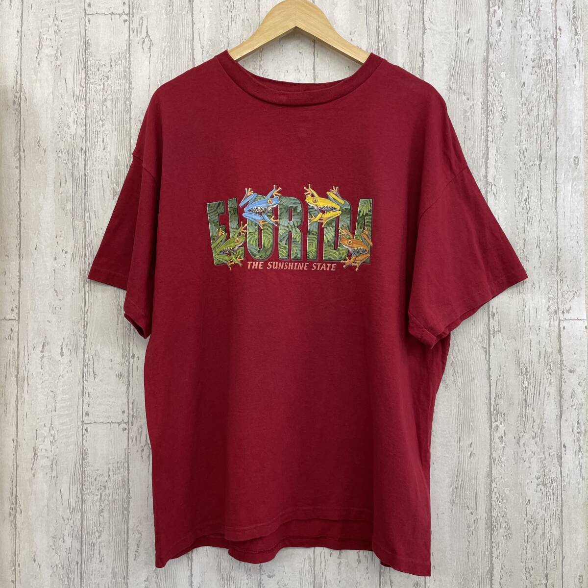 【古着】 DELTA PRO WEIGHT　デルタプロウェイト　メンズ　Ｔシャツ　XLサイズ　レッド　赤　丸首　プリントTシャツ　イラスト