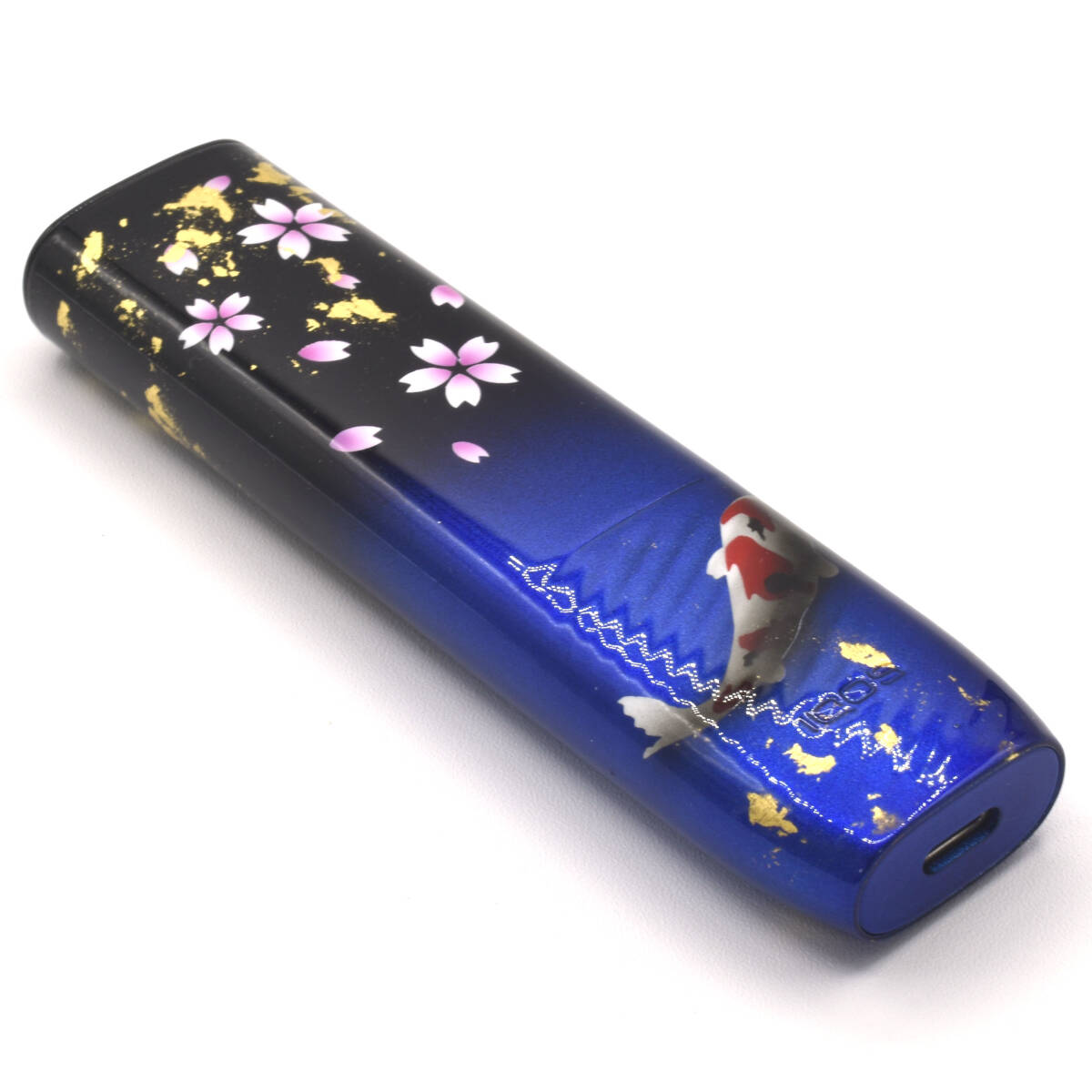 新型 最新 IQOS ILUMAiONE カスタムペイント 桜鯉柄 ブルー 金箔 新型 最新 IQOS ILUMAiONE カスタムペイント 桜鯉柄 ブルー 金箔