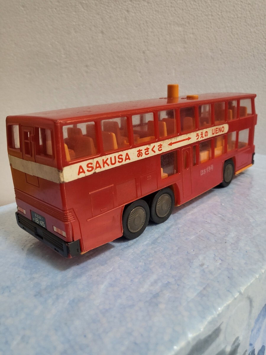  Showa era that time thing 1981 year Neo plan bus ..2 floor bus tsukda special order made in Japan TSUKUDA antique toy retro toy 2 storey building bus .... number approximately 22CM