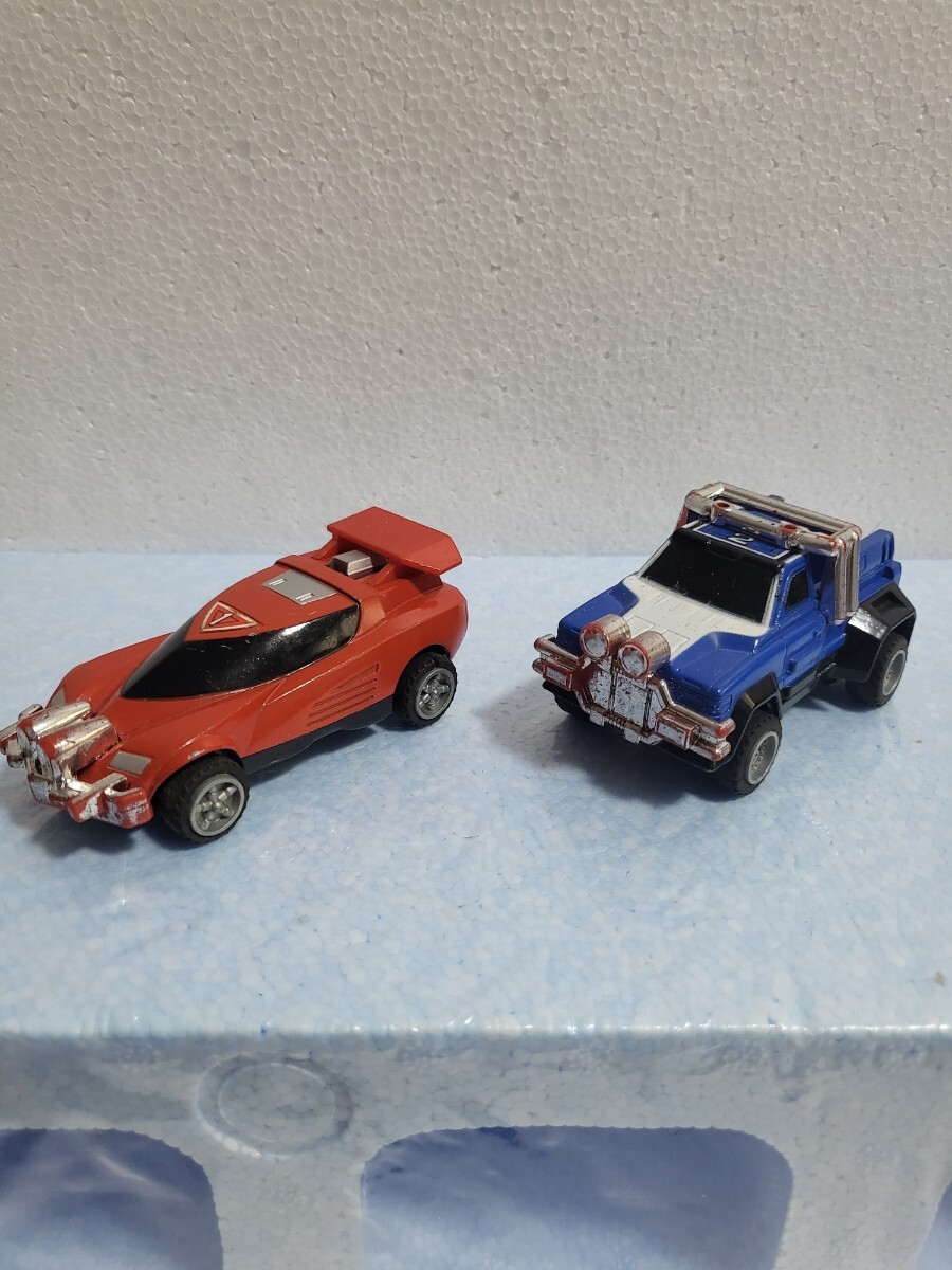1996年 当時物 激走戦隊カーレンジャー ミニポピニカ レッドビークル ブルービークル 超合金 ポピー バンダイ BANDAI 日本製　ジャンク品