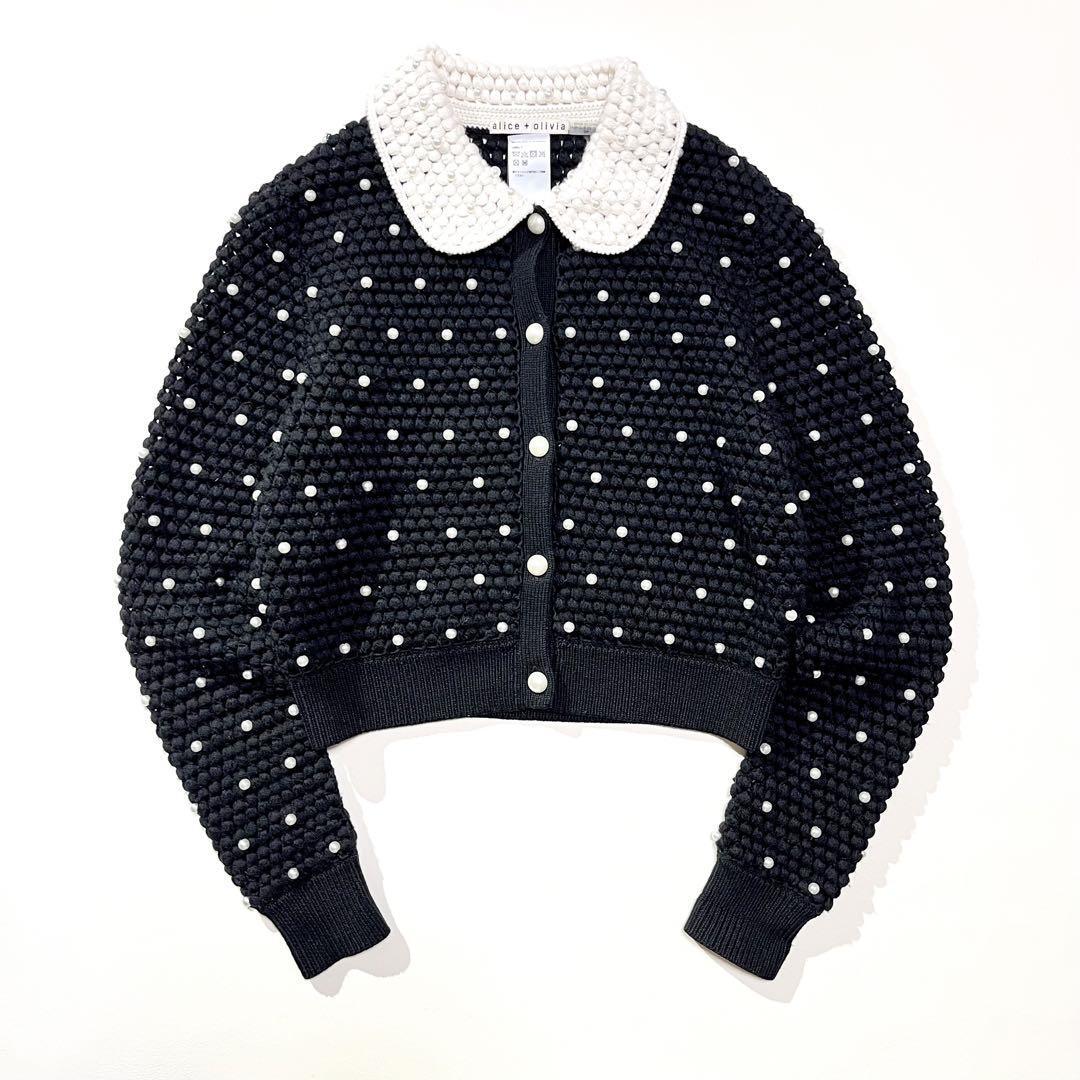 I57 alice+olivia アリスアンドオリビア 長袖パール付きニット I57 alice+olivia アリスアンドオリビア 長袖パール付きニット