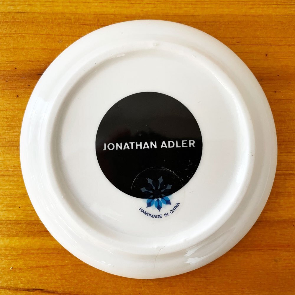* Jonathan Ad la-JONATHAN ADLER керамика Coaster 4 шт. комплект геометрический рисунок Φ10cm с ящиком America негодный номер 