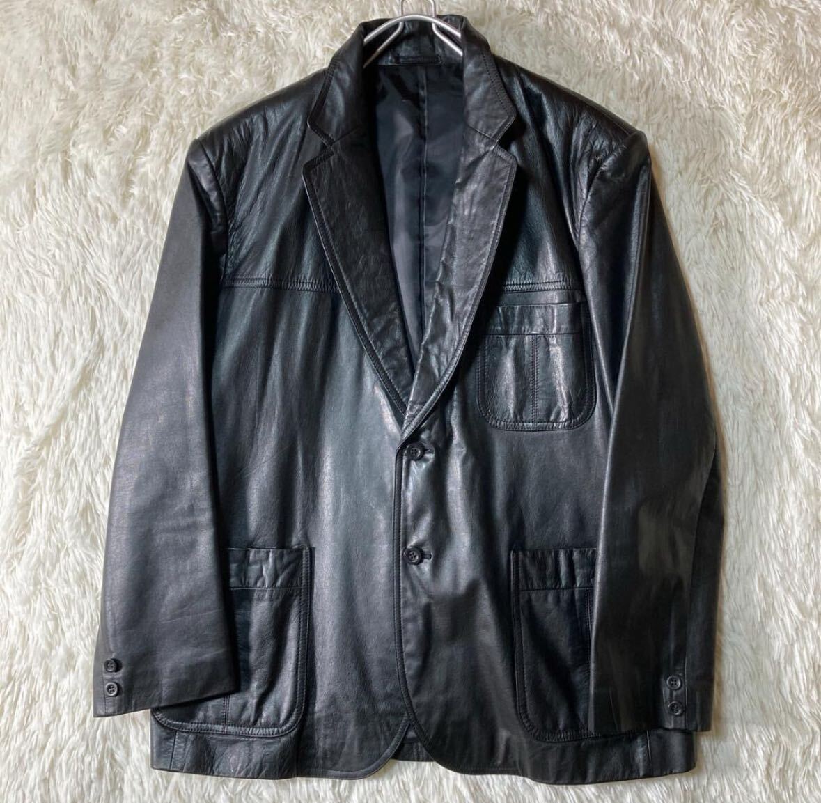 アパレル】 美品 90s レザージャケット テーラードジャケット LL アパレル】 美品 90s レザージャケット テーラードジャケット LL