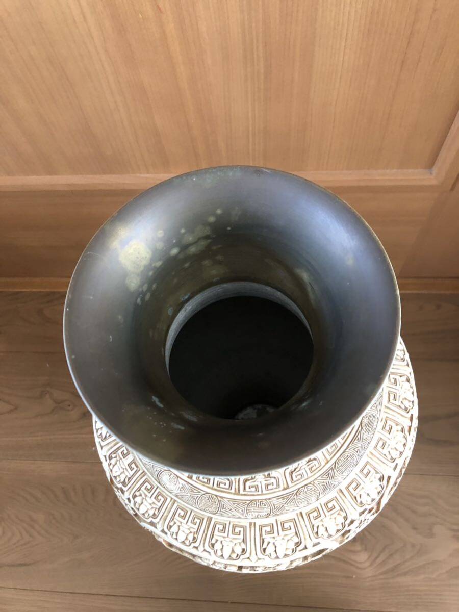 白堆朱 花瓶 唐人風景図 特大 壷 花入 蔵出し お宝 希少 珍品 唐物