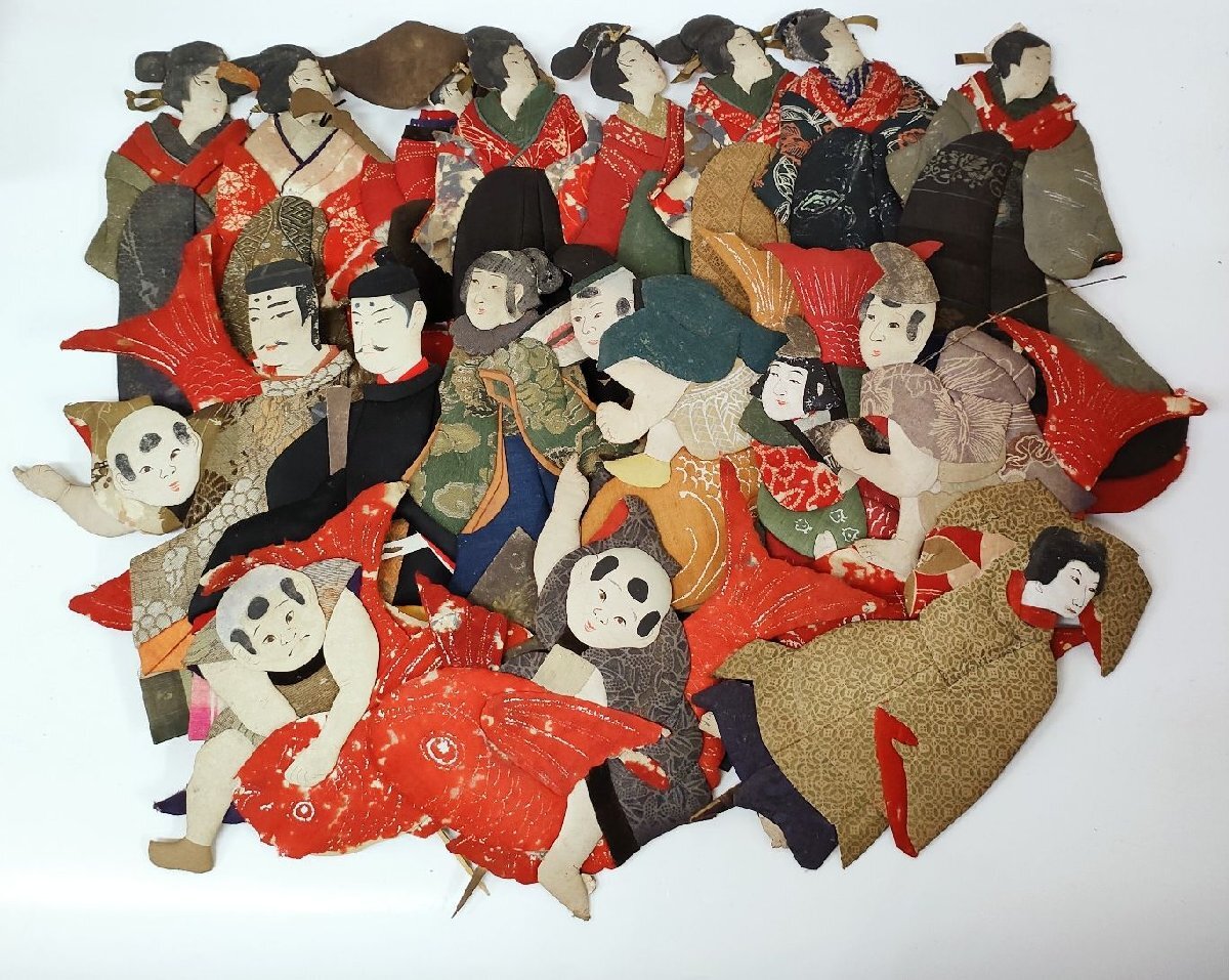 ☆押し絵 古人形 日本人形 古布 押絵細工 芸者 童子 郷土玩具 民芸 古民具