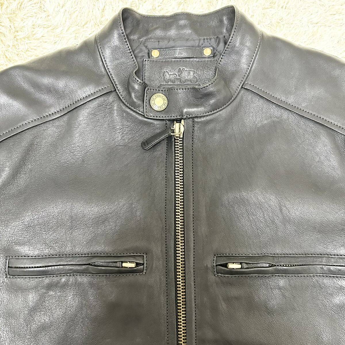 COACH コーチ シングルライダースジャケット ラムレザー 羊革 S COACH コーチ シングルライダースジャケット ラムレザー 羊革 S