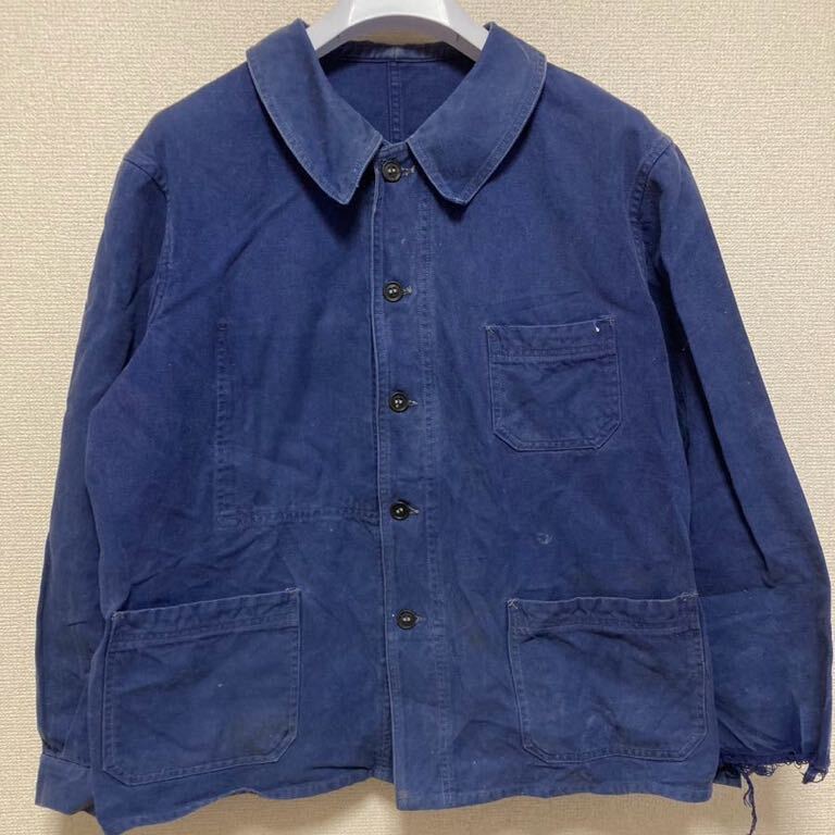 30's40's ヨーロッパヴィンテージ le sanglier フレンチワークジャケット コットンツイル カバーオール Vintage 刺繍タグ