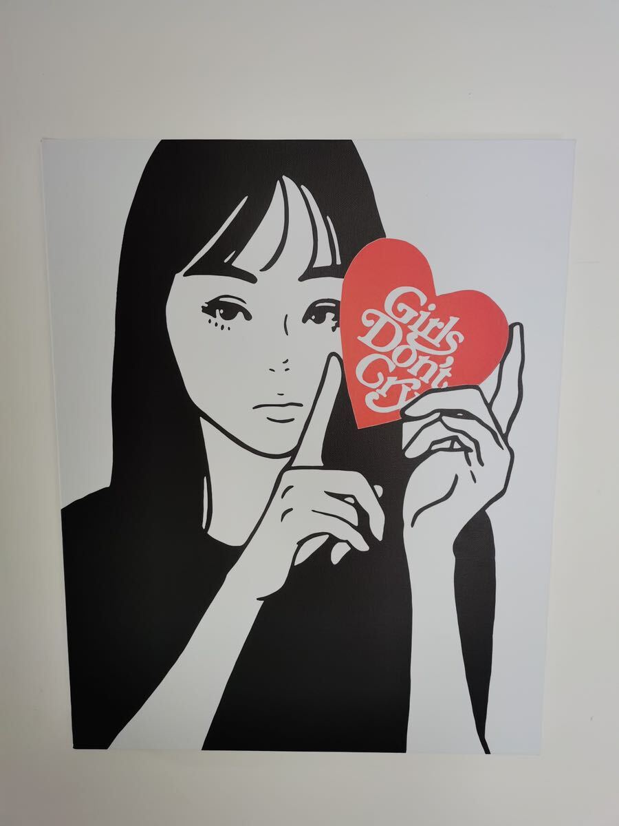 【模写】KYNE x VERDY EXHIBITION イラスト 画 50x40cm 現代アート ly TIDE hime 花井祐介 美術品 人物画 Backside 美人画 キャンバス 作品