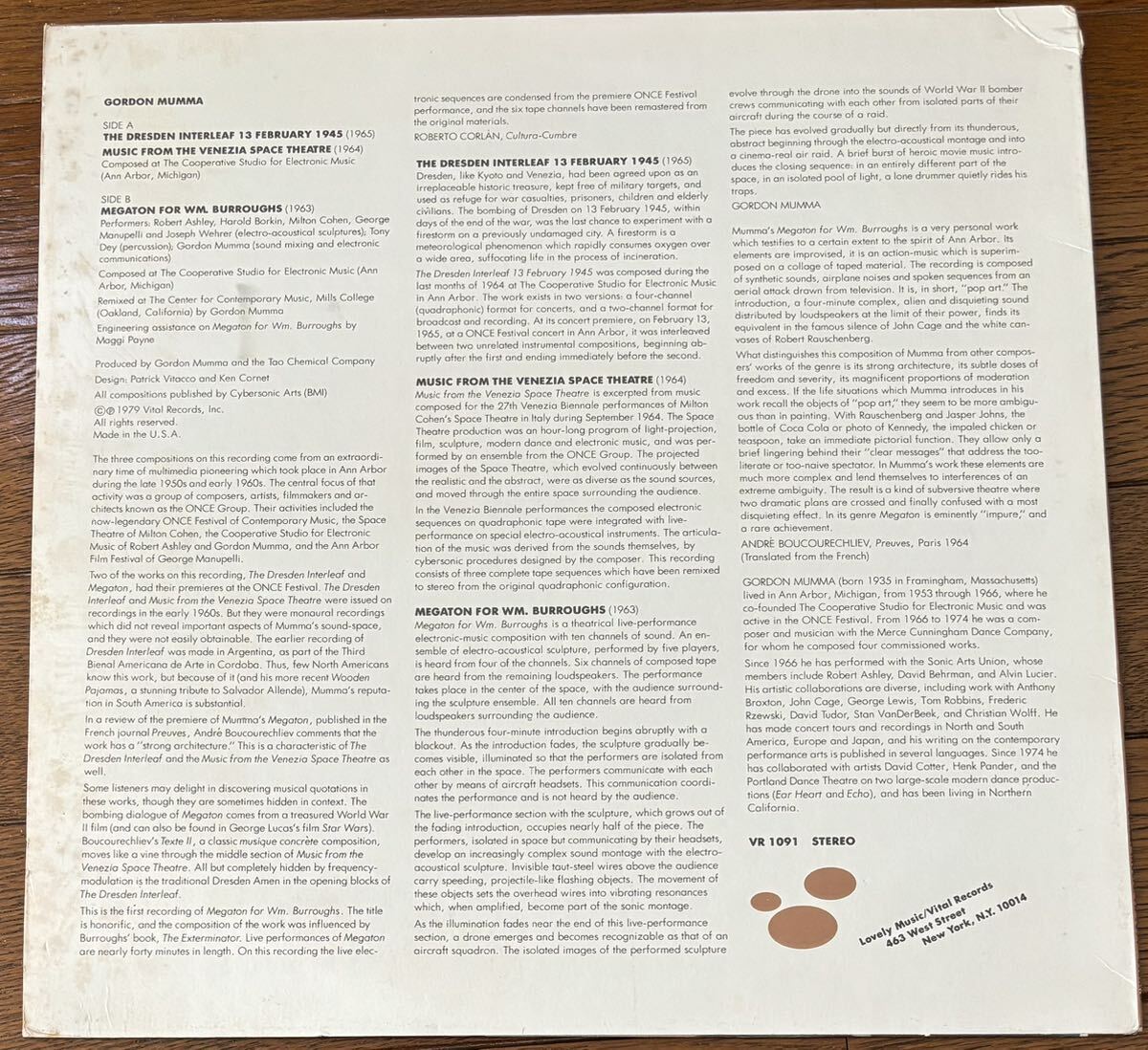 Gordon Mumma the Dresden Interleaf レコード Gordon Mumma the Dresden Interleaf レコード