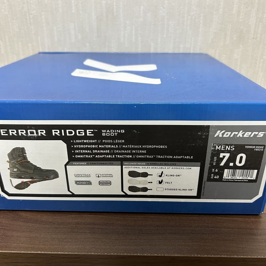 Korkers Terror Ridge Wading Boots US7 25cm FELT KLING-ON Korkers Terror Ridge Wading Boots US7 25cm FELT KLING-ON