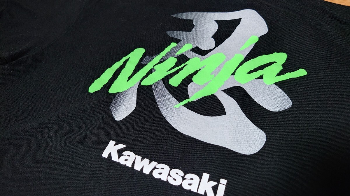 2〜3回着用 kawasaki 忍Tシャツ 黒 フリーサイズ 川崎 バイク