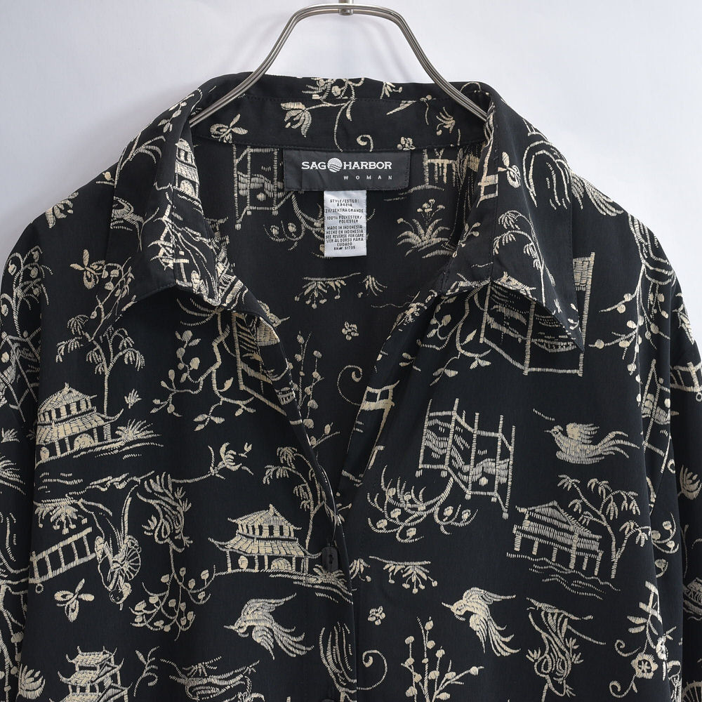 90s SAG HARBOR サグハーバー アジアン 刺繍プリント デザイン