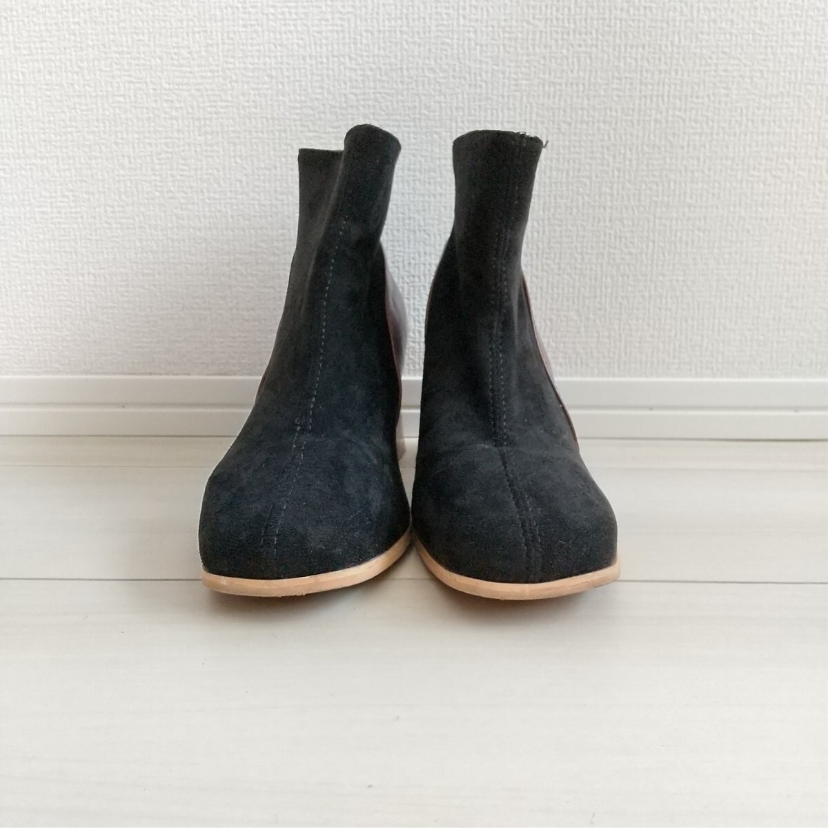 ☆(601)ブラック×ブラウン スエード ショートブーツ_画像2