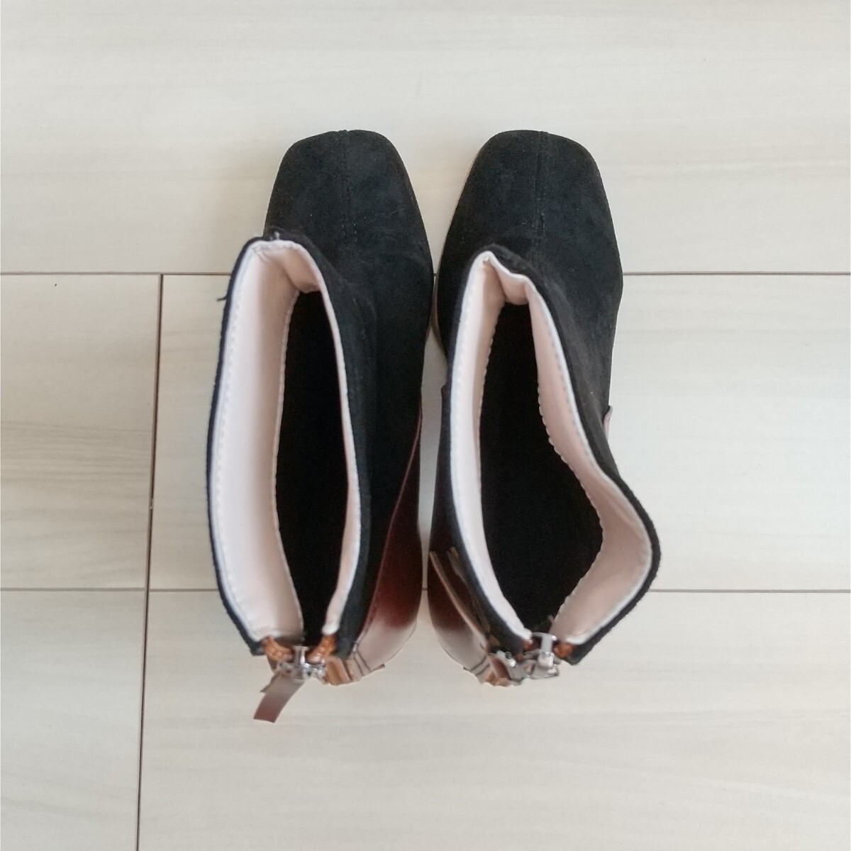 ☆(601)ブラック×ブラウン スエード ショートブーツ_画像7