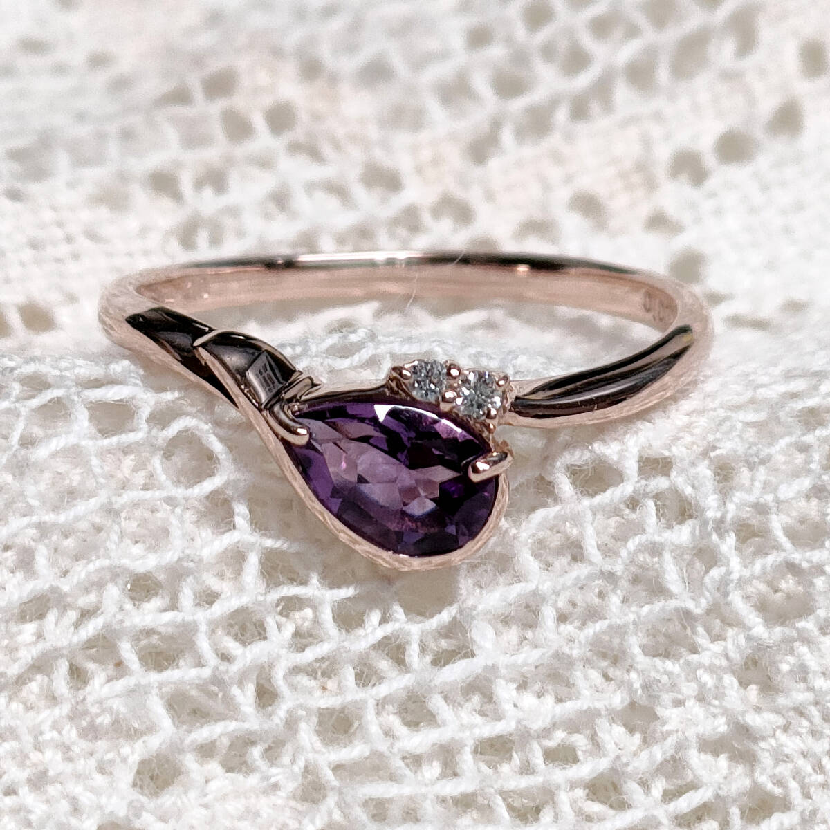 【楽ギフ_のし宛書】 K10 【STAR JEWELRY】 アメジスト リング 9号 ダイヤモンド ペア アメジスト