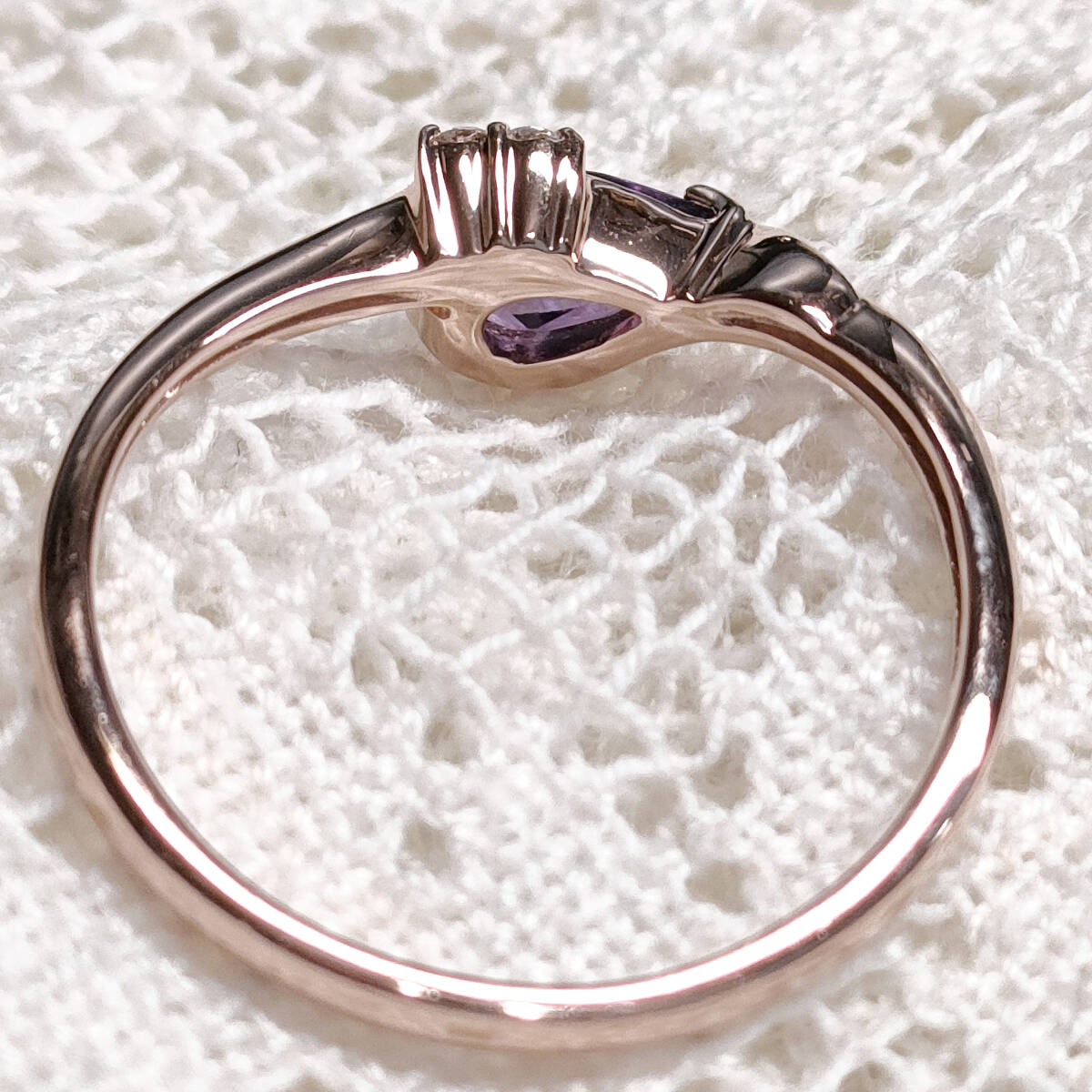 K10 【STAR JEWELRY】 アメジスト リング 9号 ダイヤモンド ペア K10 【STAR JEWELRY】 アメジスト リング 9号 ダイヤモンド ペア