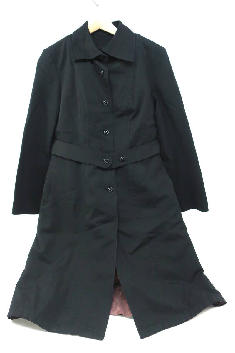 【送900円】3099　Jocomomola　ホコモモラ　シビラ　レディース　ロングコート　黒　42　ライナー取外可　本体表地綿100％