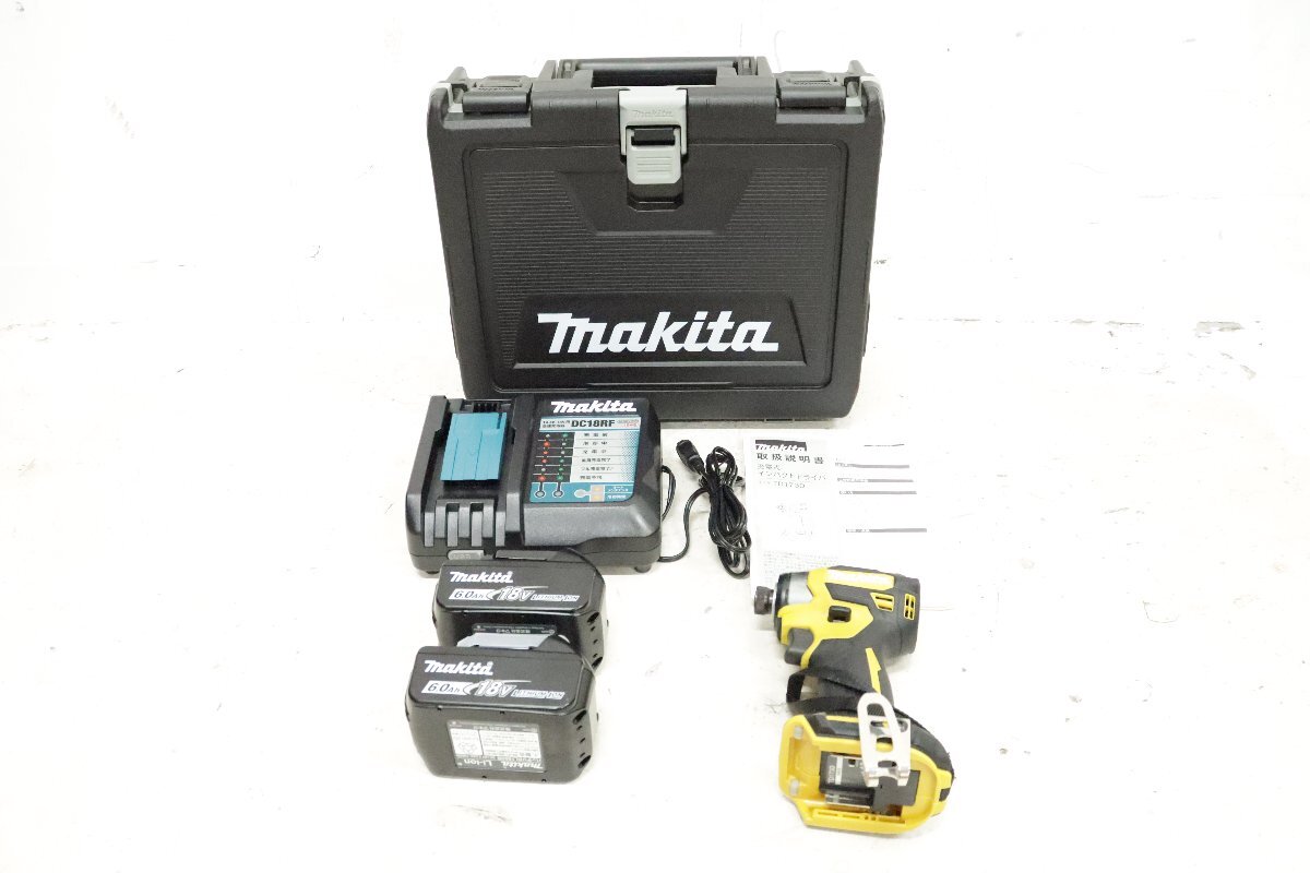 ■動作確認済■使用回数極少■バッテリ 2個■ makita マキタ 18V 充電式 インパクトドライバ TD173DGXFY yellow 黄 充電器 電動工具