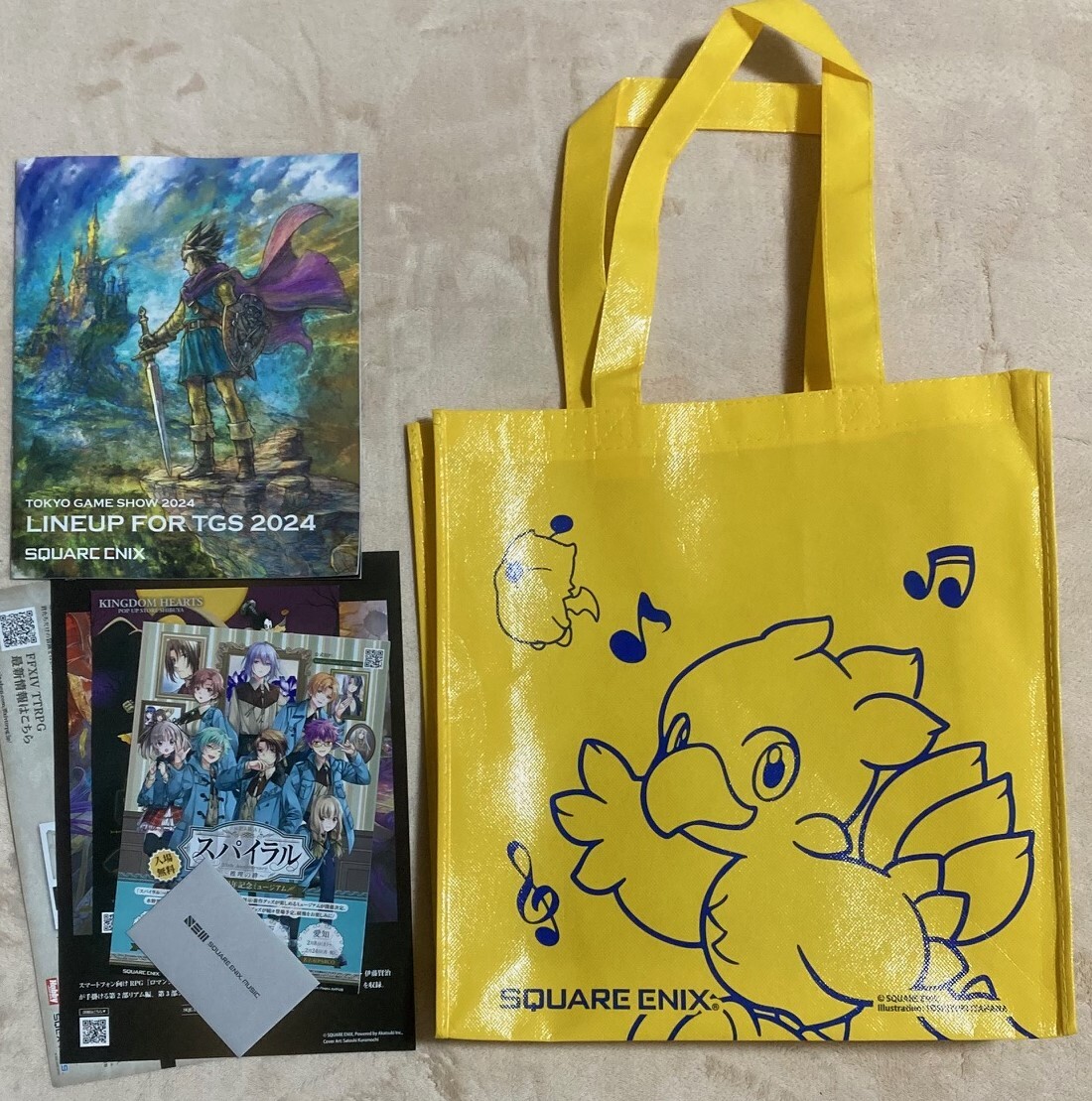 TGS 2024 スクエニ 会場 物販 購入特典 スクエアバッグ MUSIC COLLECTION CARD パンフレット チョコボ カード