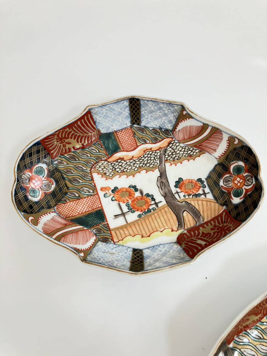江戸時代 古伊万里色絵金彩草花文菱形刺身皿五客(色絵)|売買 江戸時代 古伊万里色絵金彩草花文菱形刺身皿五客(色絵)|売買