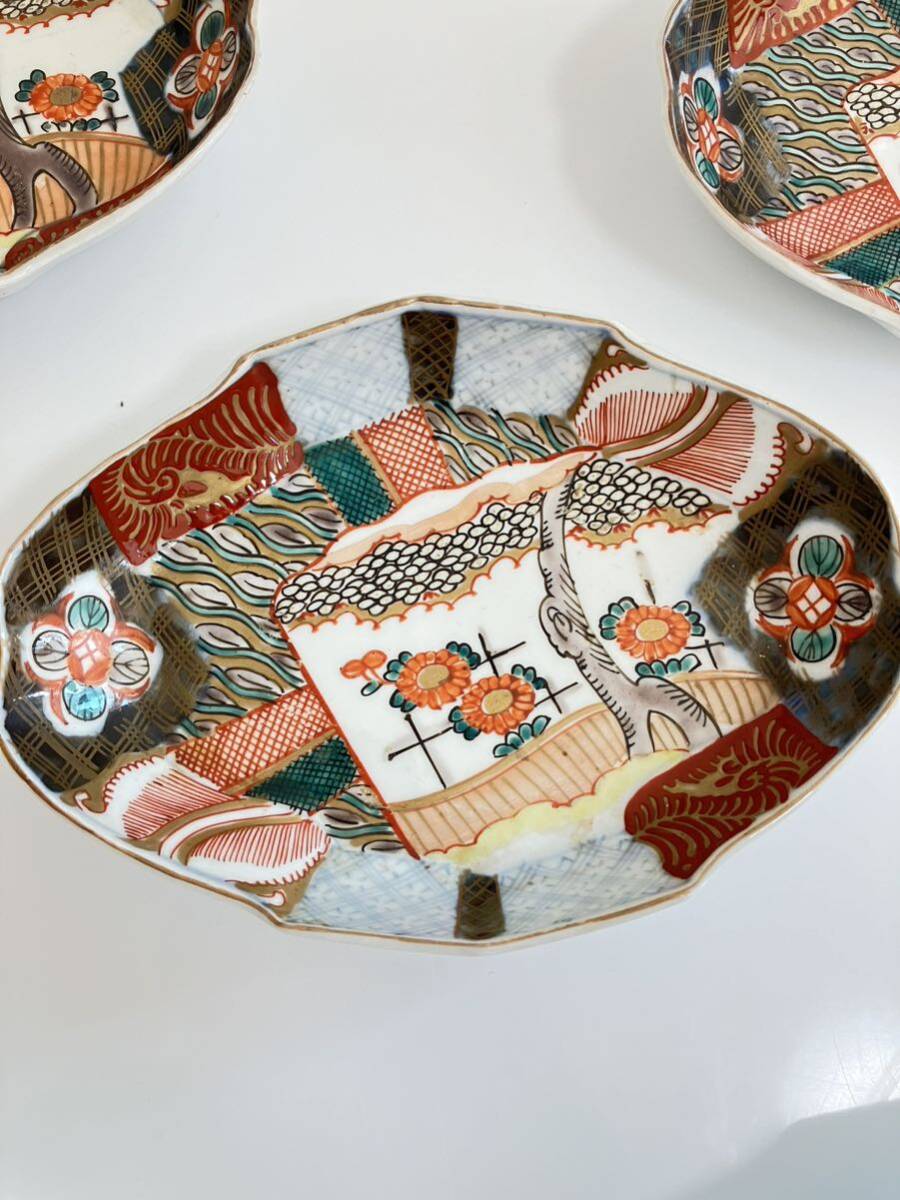 江戸時代 古伊万里色絵金彩草花文菱形刺身皿五客(色絵)|売買 江戸時代 古伊万里色絵金彩草花文菱形刺身皿五客(色絵)|売買
